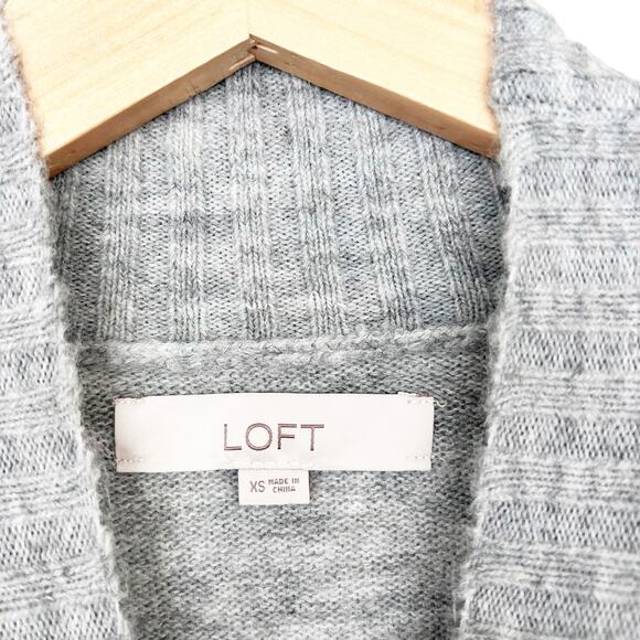 Loft Wool Blend Gray Checkered Sweater Sz XS - Picture 2 of 5